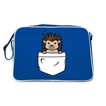 Igelmotiv Igel In Brusttasche Weißbauchigel Tier - Retro Tasche - Blau/Weiß - Hinten