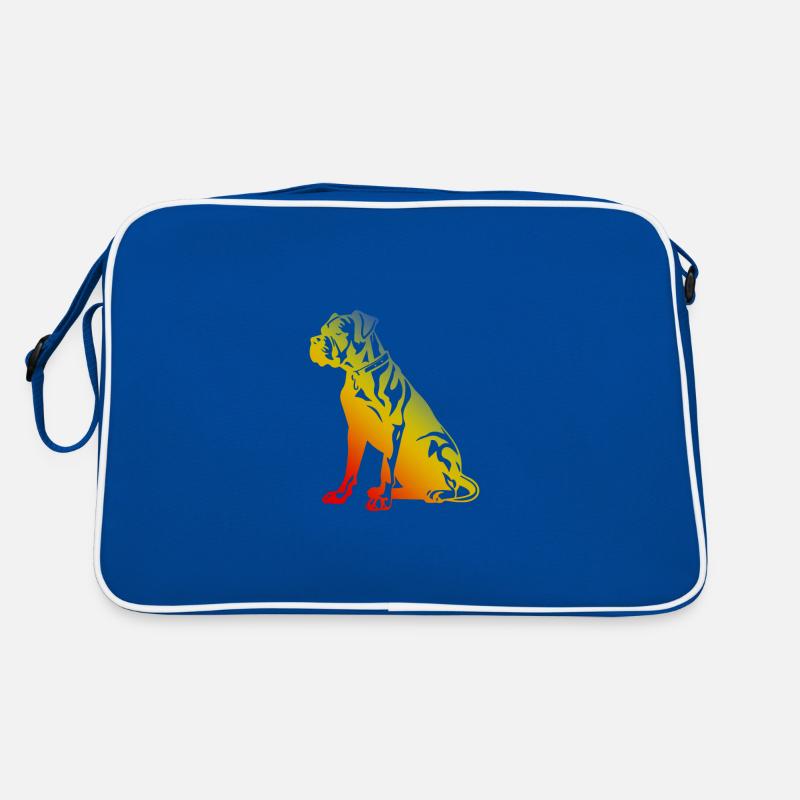 Boxer Hund - Retro Tasche - Blau/Weiß