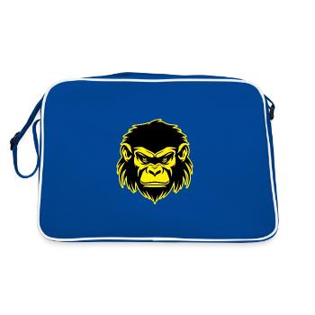 Monkey Animal Portrait - Retro Bag - blue/white - Back