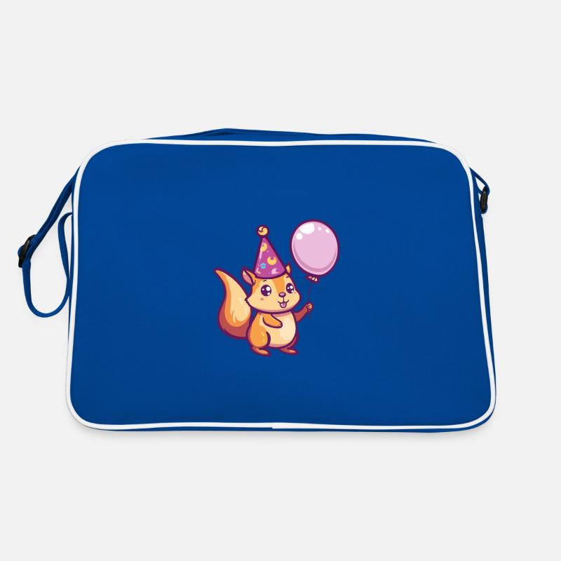Eichhörnchen Geburtstag Baby - Retro Tasche - Blau/Weiß