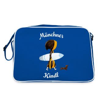 Münchner Kindl "Eisbach Surfer" mit Dackel - Retro Tasche - Blau/Weiß - Hinten