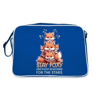 Cute Foxes Stay Foxy - Retro Bag - blue/white - Back