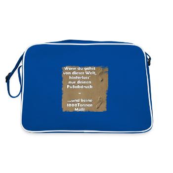 Hinterlasse nur deinen Fußabdruck - Retro Tasche - Blau/Weiß - Hinten