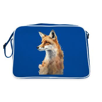 Fox Portrait Watercolors - Retro Bag - blue/white - Back