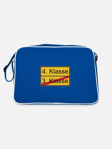 4. Klasse nicht 3. Klasse - Retro Tasche - Blau/Weiß - Hinten