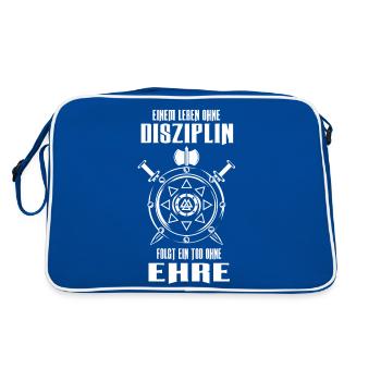 Einem Leben ohne Desziplin folgt ein Tod ohne Ehre - Retro Tasche - Blau/Weiß - Hinten