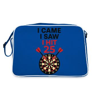 Darts Humour Score 25 - I came i saw i hit 25 - Retro Bag - blue/white - Back