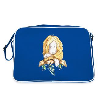 Ruhender Orang-Utan - Retro Tasche - Blau/Weiß - Hinten