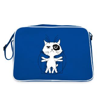 Katze da Vinci - Retro Tasche - Blau/Weiß - Hinten