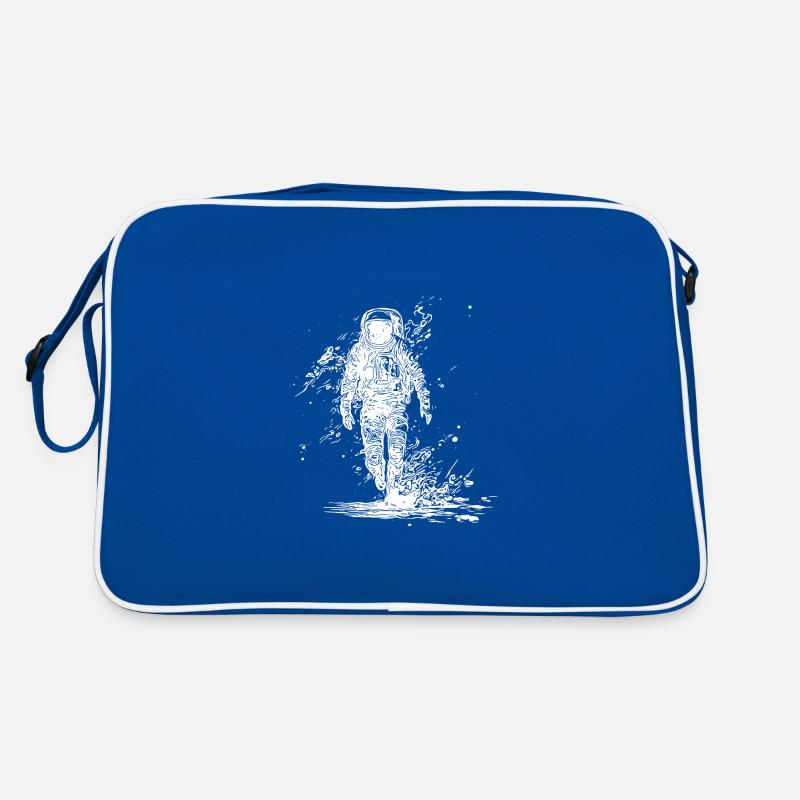 Astronaute à l’infini avec des fleurs - Sac Retro - bleu/blanc