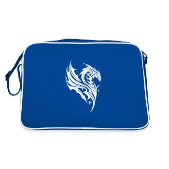 Dragon en style tatouage avec des ailes - Sac Retro - bleu/blanc - Dos