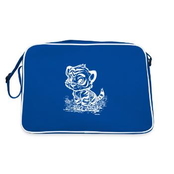 Cute little tiger with cute stripe pattern - Retro Bag - blue/white - Back