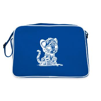 Small tiger with cute striped pattern - Retro Bag - blue/white - Back