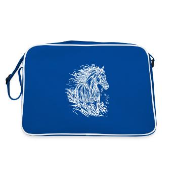 Etalon au galop avec crinière élégante dans le vent - Sac Retro - bleu/blanc - Dos