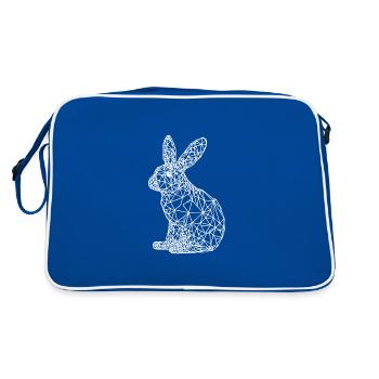 Cute Geometric Rabbit Small Lines Rabbit - Retro Bag - blue/white - Back