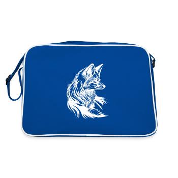 Petit renard mignon portrait tatouage encre - Sac Retro - bleu/blanc - Dos