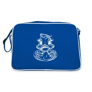 Drôle de canard avec de grands yeux et un bec - Sac Retro - bleu/blanc - Dos