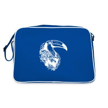 Mignon oiseau tropical toucan avec un énorme bec - Sac Retro - bleu/blanc - Dos