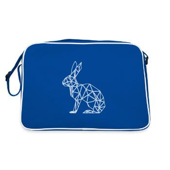Geometric Rabbit Cute Lines Rabbit - Retro Bag - blue/white - Back