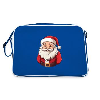 Herziger kleiner Weihnachtsmann mit Bart und Mütze - Retro Tasche - Blau/Weiß - Hinten