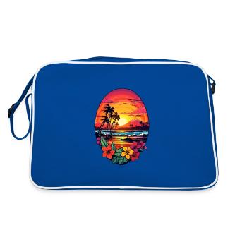 palmiers hawaï surf océan planche de surf design - Sac Retro - bleu/blanc - Dos