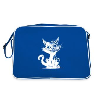 Naughty Pet Cat Grinning Cat Domestic Cat - Retro Bag - blue/white - Back