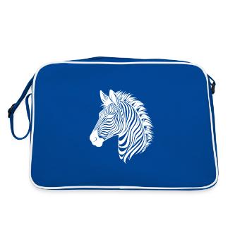 Zebra Elegant with Safari Stripe Pattern - Retro Bag - blue/white - Back