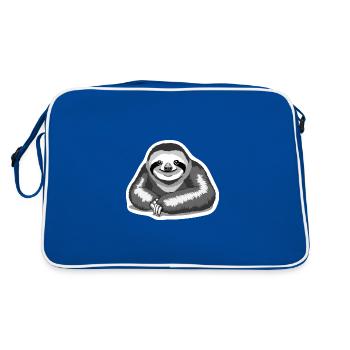 Faultier relax - Retro Tasche - Blau/Weiß - Hinten