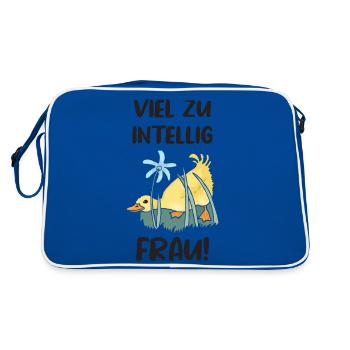 intelligente Frau schlaue Ente clever MINT - Retro Tasche - Blau/Weiß - Hinten