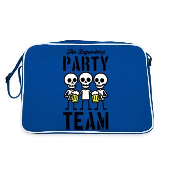 Skelett Bier Party Team - Retro Tasche - Blau/Weiß - Hinten