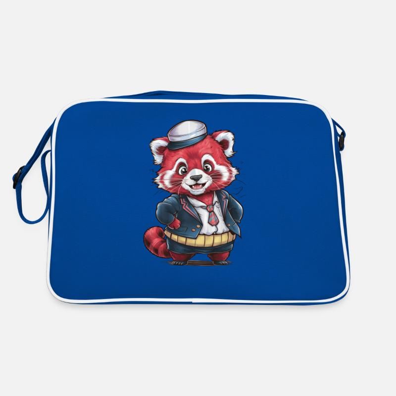Red Kawaii Panda Wearing School Uniform Retro Bag