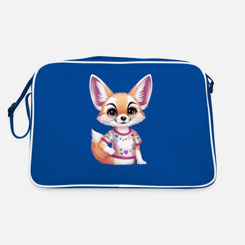 Kawaii Fennec Desert Fox with Colorful Hearts Retro Bag