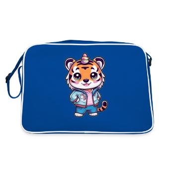 Tigre kawaii avec une jolie tenue de licorne - Sac Retro - bleu/blanc - Dos