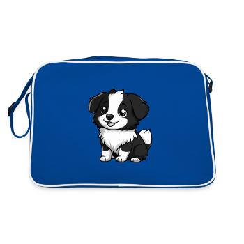 Border Collie Chien Comique Bébé - Sac Retro - bleu/blanc - Dos