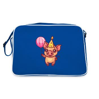 Cochon Anniversaire Bébé Sanglier - Sac Retro - bleu/blanc - Dos