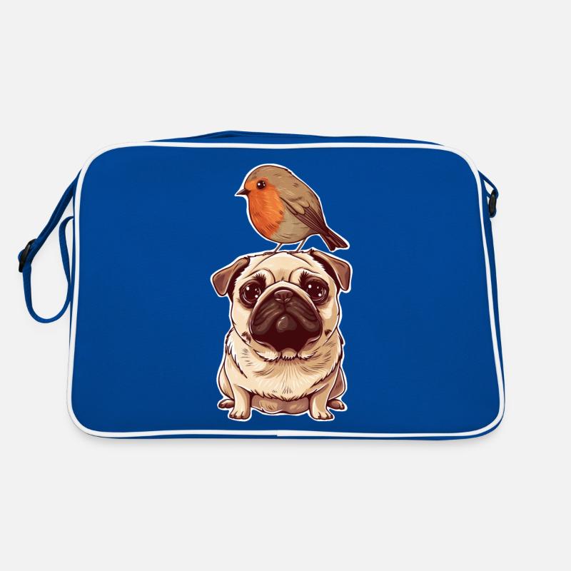 Pug with bird Retro Bag