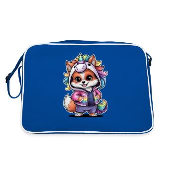 Renard kawaii dans le style dessin animé avec tenue de licorne - Sac Retro - bleu/blanc - Dos