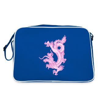 Pink Dragon - Retro Tasche - Blau/Weiß - Hinten
