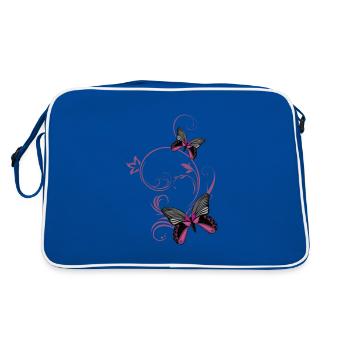 Two stylized butterflies - Retro Bag - blue/white - Back