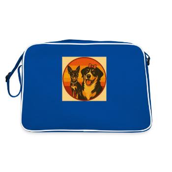 Retro Paw Power - Retro Tasche - Blau/Weiß - Hinten