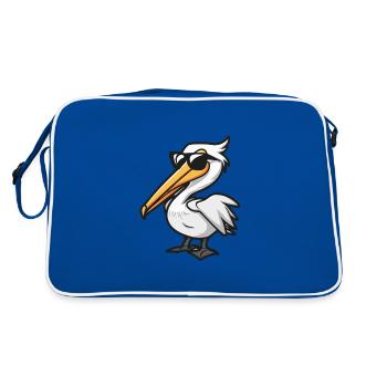 Animal oiseau pélican - Sac Retro - bleu/blanc - Dos