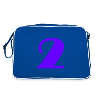 2. 2 JAHRE. 2. JUBILÄUM. GEBURTSTAG 2 JAHRE - Retro Tasche - Blau/Weiß - Hinten