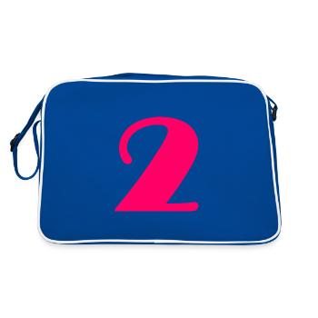 2. 2 JAHRE. 2. JUBILÄUM. GEBURTSTAG 2 JAHRE - Retro Tasche - Blau/Weiß - Hinten