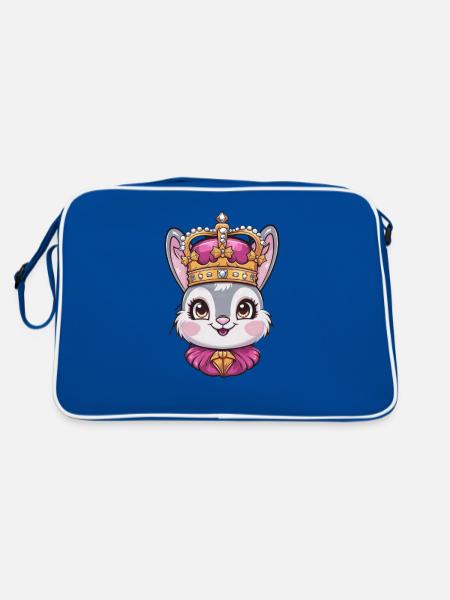Lapin mignon avec couronne - Sac Retro - bleu/blanc - Dos