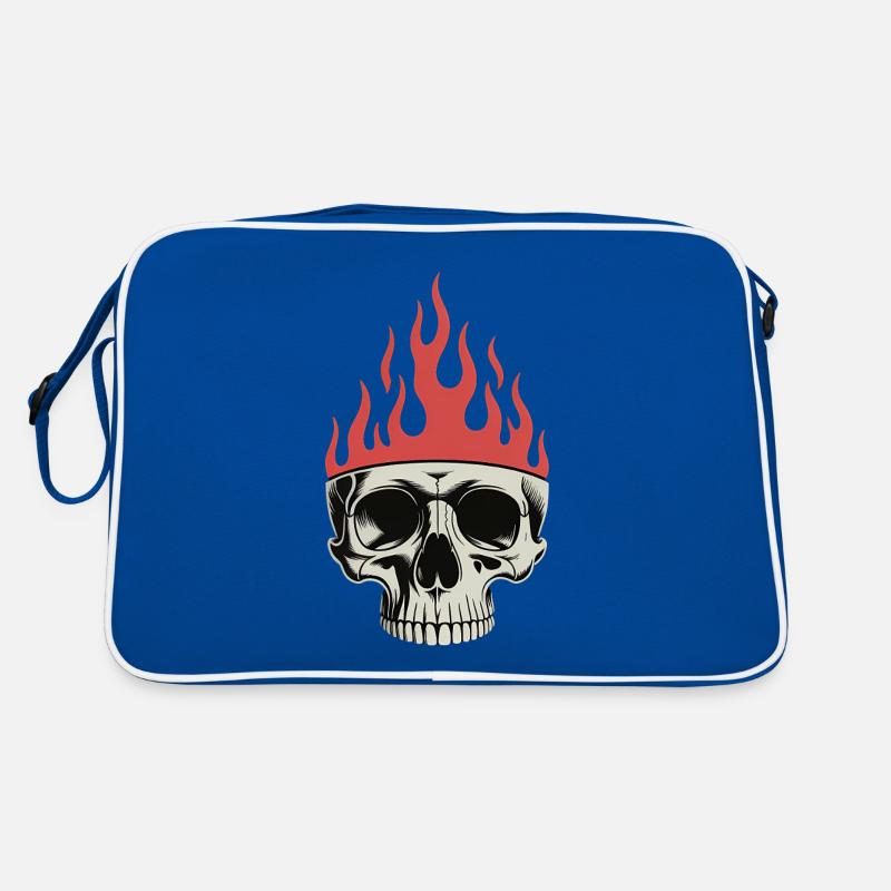 Flammenkronenschädel - Cooles Skelett Tattoo Retro Tasche