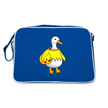 Gans im Entenkostüm - Retro Tasche - Blau/Weiß - Hinten