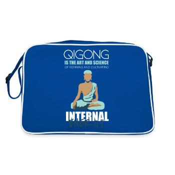 Qigong Qi Gong Tai Chi Chigong - Retro Tasche - Blau/Weiß - Hinten