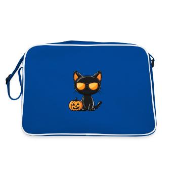 Cat Halloween Cat - Retro Bag - blue/white - Back