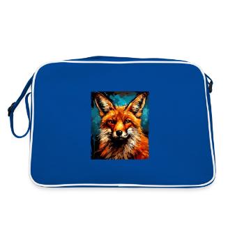 Fox Portrait - Retro Bag - blue/white - Back