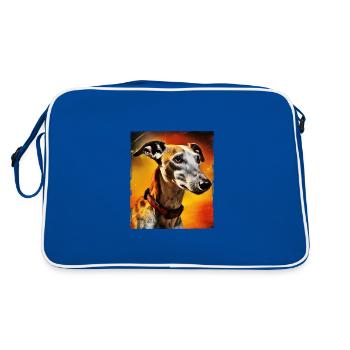 Portrait de chien lévrier - Sac Retro - bleu/blanc - Dos